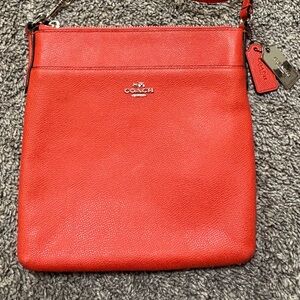 Coach Crossbody Purse women’s Orange Messenger bag‎ Crossgrain Leather 9 X 8